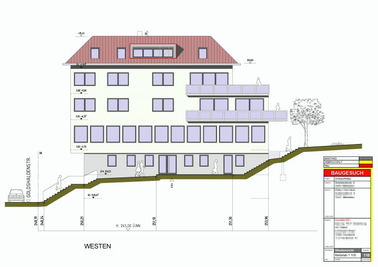 baugesuch-ansicht-west-grundriss-zeichnen-bauplan-zeichnen-cad-plan