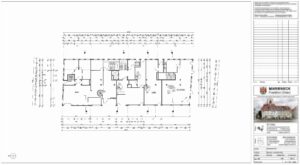 2D Grundriss, der aus dem 3D ArchiCAD Modell generiert wurde.