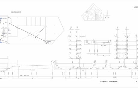 Digitalisierung Pläne. Architekten benötige präzise 2D CAD Pläne für ihre Arbeiten. Hier ein Beispiel zur Digitalisierung eines Gebäudes aus dem Jahr 1956, welcher nur als vergilbter Papierplan vorlag.
