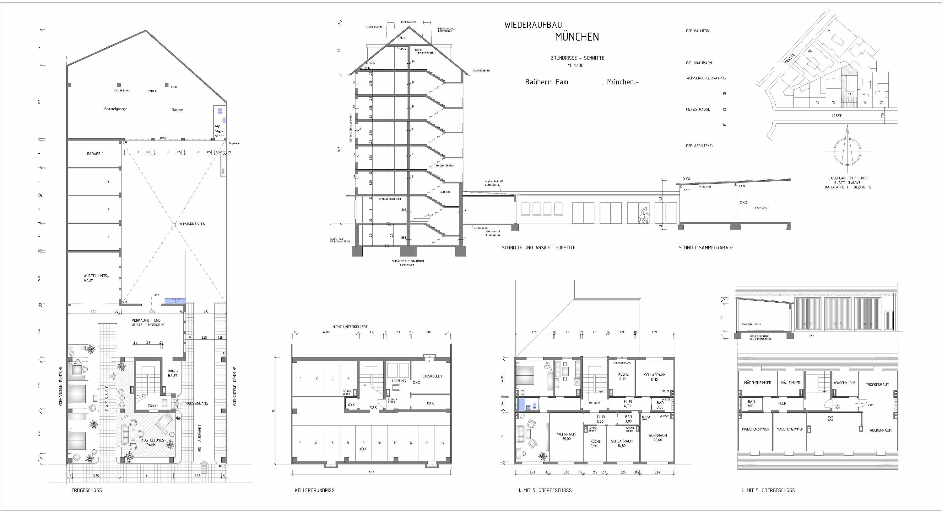 Digitalisierung Pläne. Architekten benötige präzise 2D CAD Pläne für ihre Arbeiten. Hier ein Beispiel zur Digitalisierung eines Gebäudes aus dem Jahr 1956, welcher nur als vergilbter Papierplan vorlag.